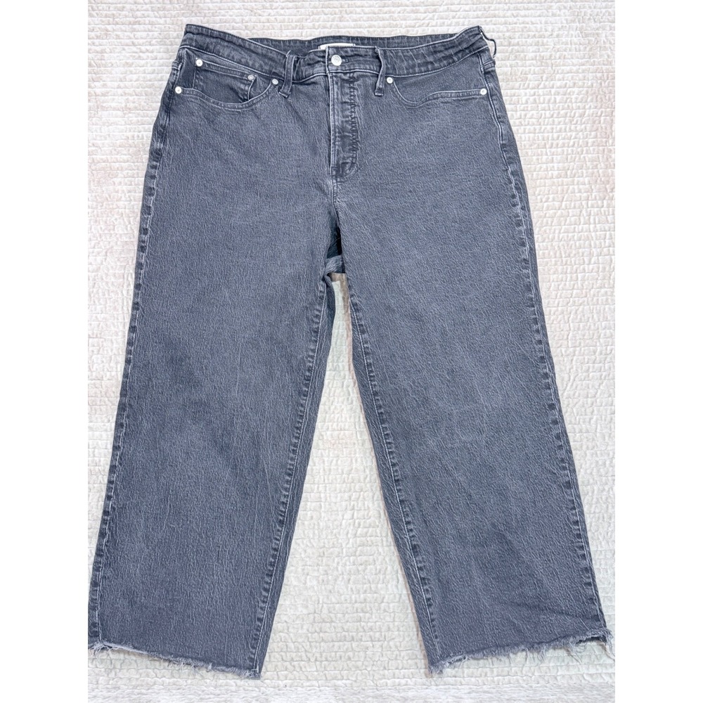 MADEWELL The Perfect Vintage Wide-Leg Jeans Size 18W Black Raw Hem